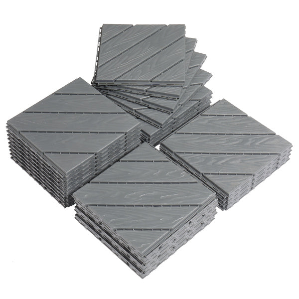 20pcs Dark Grey PP Plastic Diagonal Outdoor Flooring