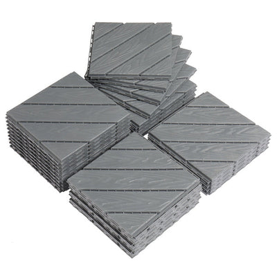 20pcs Dark Grey PP Plastic Diagonal Outdoor Flooring