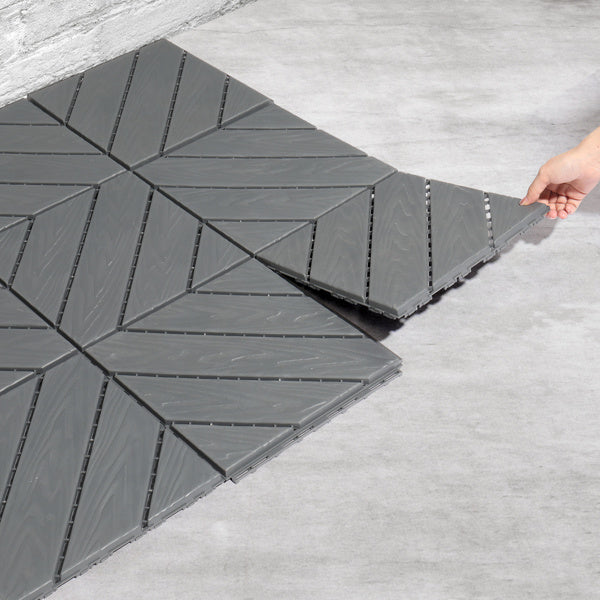 20pcs Dark Grey PP Plastic Diagonal Outdoor Flooring