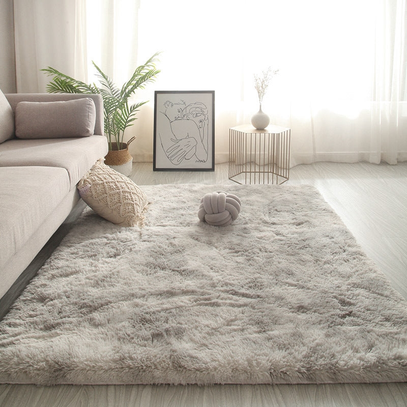 Silk Texture Tie-Dye Plush Carpet, Soft and Comfortable Home Decor Rug for Living Room and Bedroom