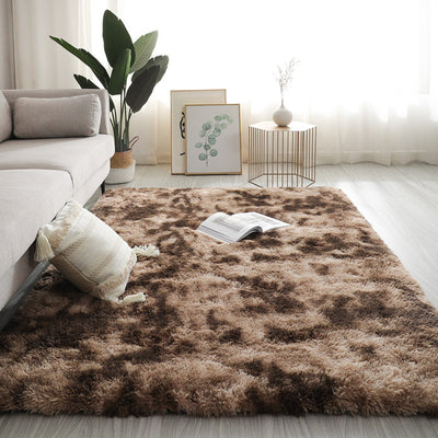 Silk Texture Tie-Dye Plush Carpet, Soft and Comfortable Home Decor Rug for Living Room and Bedroom