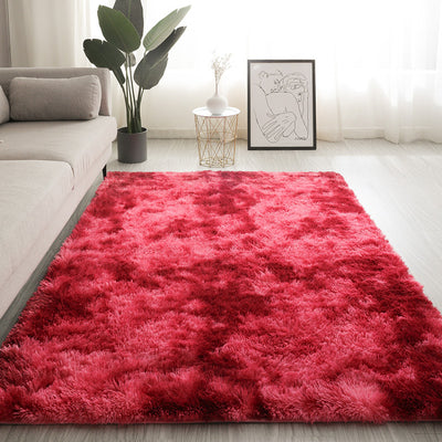 Silk Texture Tie-Dye Plush Carpet, Soft and Comfortable Home Decor Rug for Living Room and Bedroom