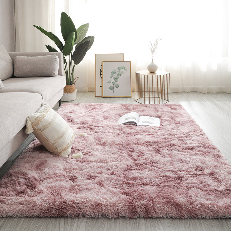 Silk Texture Tie-Dye Plush Carpet, Soft and Comfortable Home Decor Rug for Living Room and Bedroom
