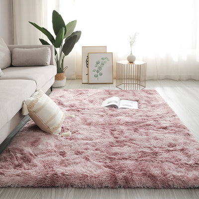 Silk Texture Tie-Dye Plush Carpet, Soft and Comfortable Home Decor Rug for Living Room and Bedroom