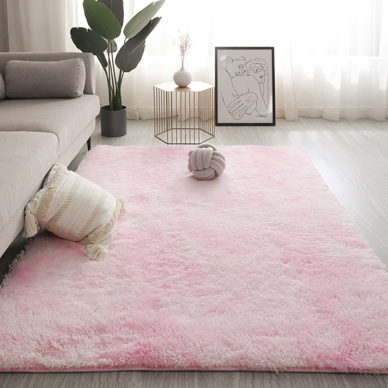 Silk Texture Tie-Dye Plush Carpet, Soft and Comfortable Home Decor Rug for Living Room and Bedroom