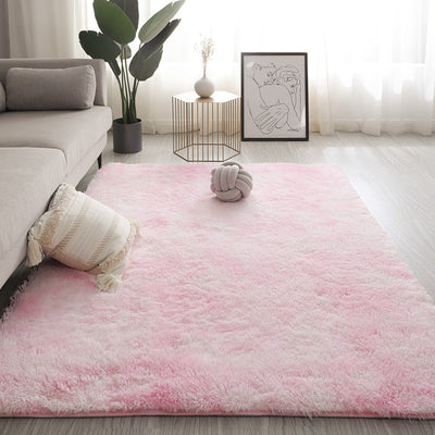 Silk Texture Tie-Dye Plush Carpet, Soft and Comfortable Home Decor Rug for Living Room and Bedroom