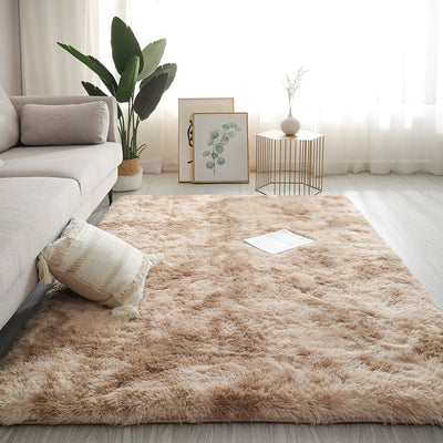 Silk Texture Tie-Dye Plush Carpet, Soft and Comfortable Home Decor Rug for Living Room and Bedroom
