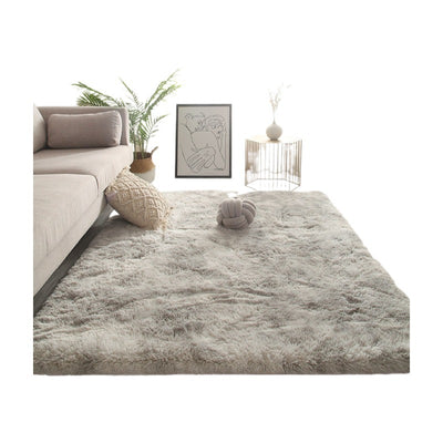 Silk Texture Tie-Dye Plush Carpet, Soft and Comfortable Home Decor Rug for Living Room and Bedroom