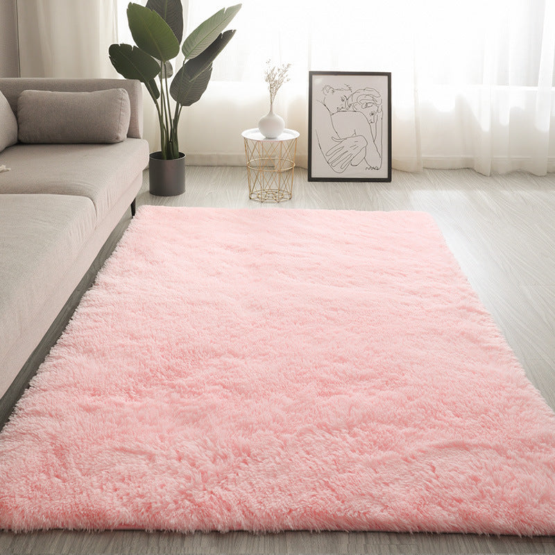 Silk Texture Tie-Dye Plush Carpet, Soft and Comfortable Home Decor Rug for Living Room and Bedroom