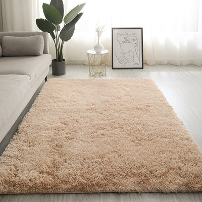 Silk Texture Tie-Dye Plush Carpet, Soft and Comfortable Home Decor Rug for Living Room and Bedroom