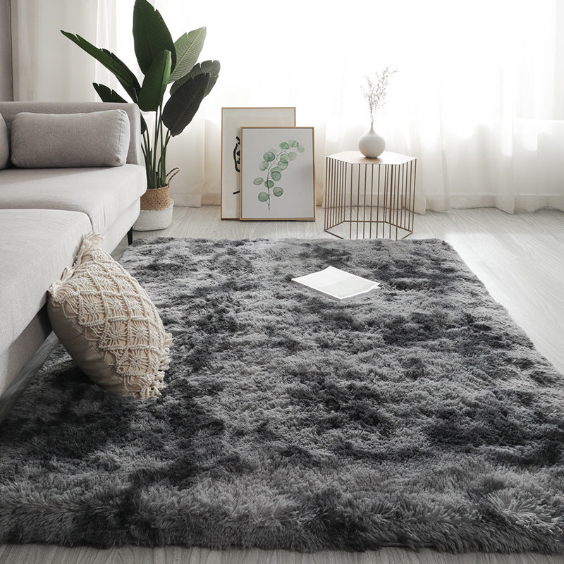 Silk Texture Tie-Dye Plush Carpet, Soft and Comfortable Home Decor Rug for Living Room and Bedroom