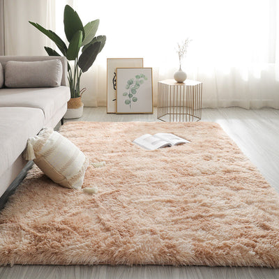 Silk Texture Tie-Dye Plush Carpet, Soft and Comfortable Home Decor Rug for Living Room and Bedroom