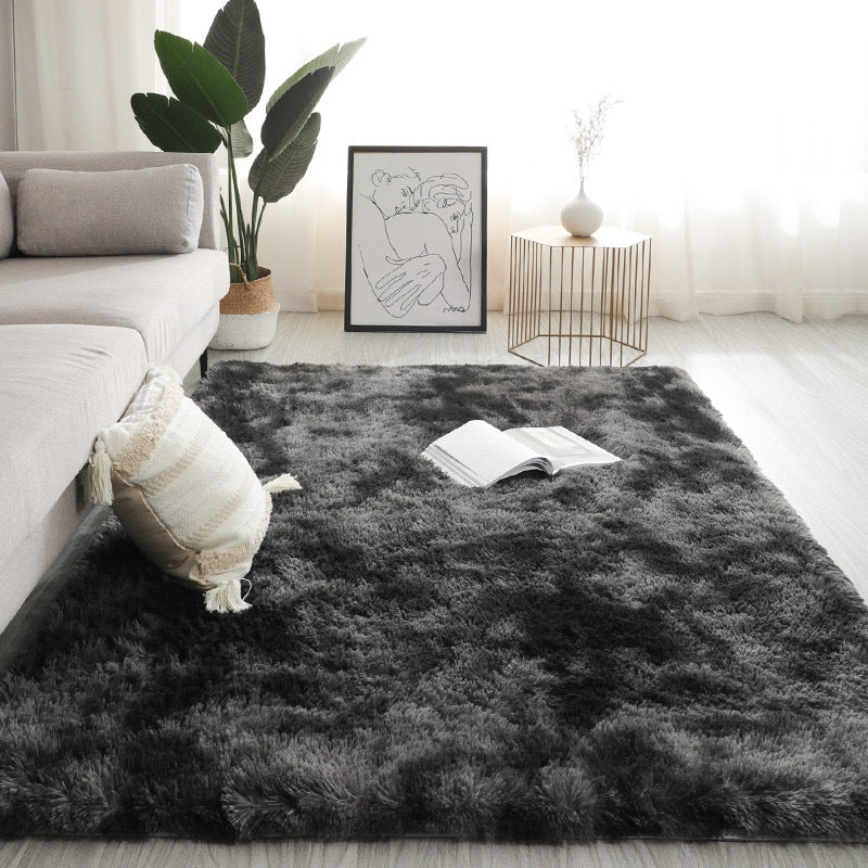 Silk Texture Tie-Dye Plush Carpet, Soft and Comfortable Home Decor Rug for Living Room and Bedroom