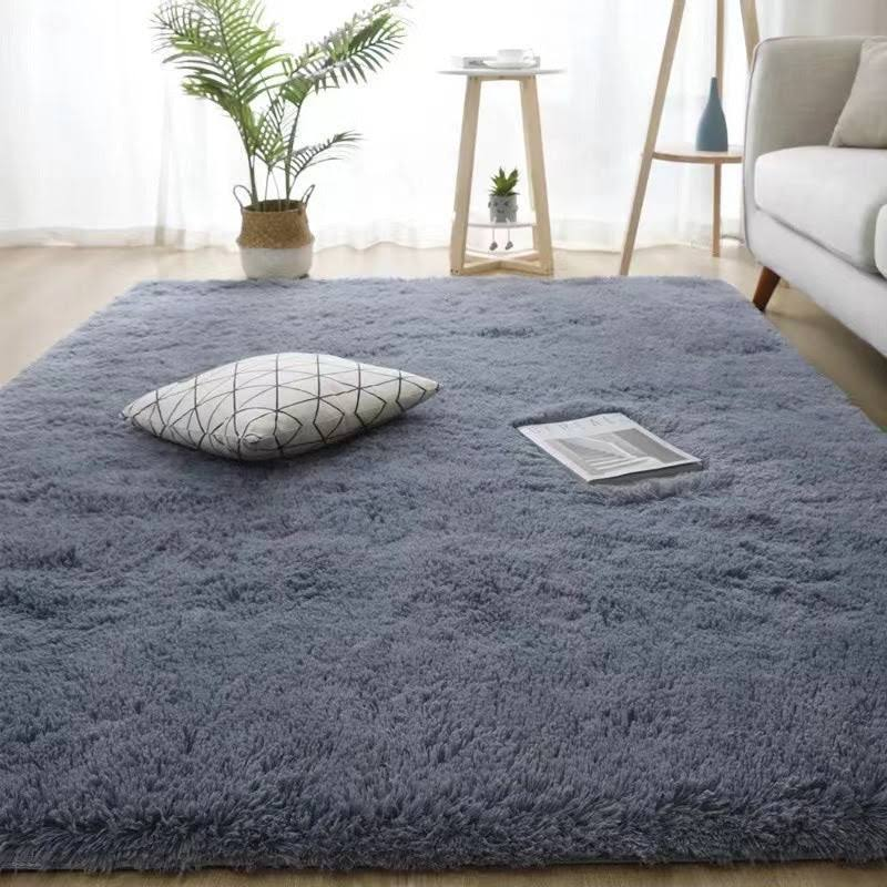 Silk Hair Tie-dyed Carpet Hair Plush Living Room Bedroom And Household, Kunshan Gray / 120x160cm